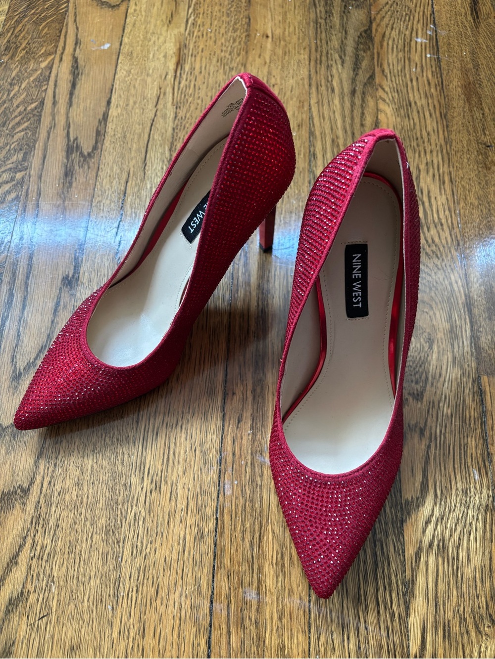 Nine West Red Rhinestone Crystal Heels